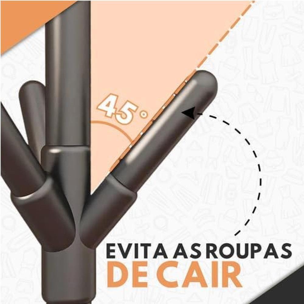 Cabideiro Portátil 9 Ganchos Pendurador Roupas Casaco Chapéu Boné Mancebo Desmontável Casa Banheiro Closet Arara Preta - 3