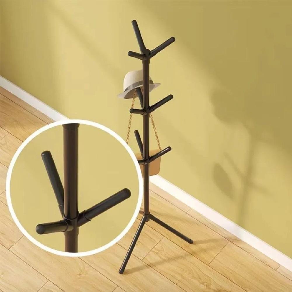 Cabideiro Portátil 9 Ganchos Pendurador Roupas Casaco Chapéu Boné Mancebo Desmontável Casa Banheiro Closet Arara Preta - 4