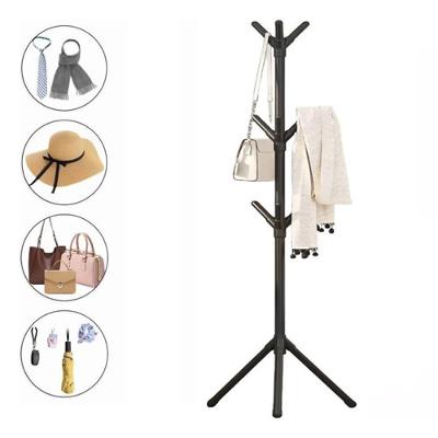 Cabideiro Portátil 9 Ganchos Pendurador Roupas Casaco Chapéu Boné Mancebo Desmontável Casa Banheiro Closet Arara Preta