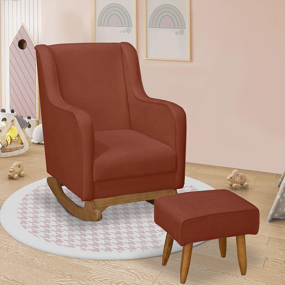 Sofá Cadeira De Amamentação Poltrona Balanço áquila C/puff Boucle Terra Cota - 5