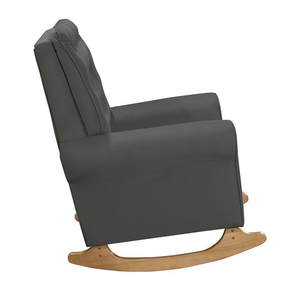 Poltrona De Amamentação E Balanço Páris C/ Puff Veludo Grafite - 3