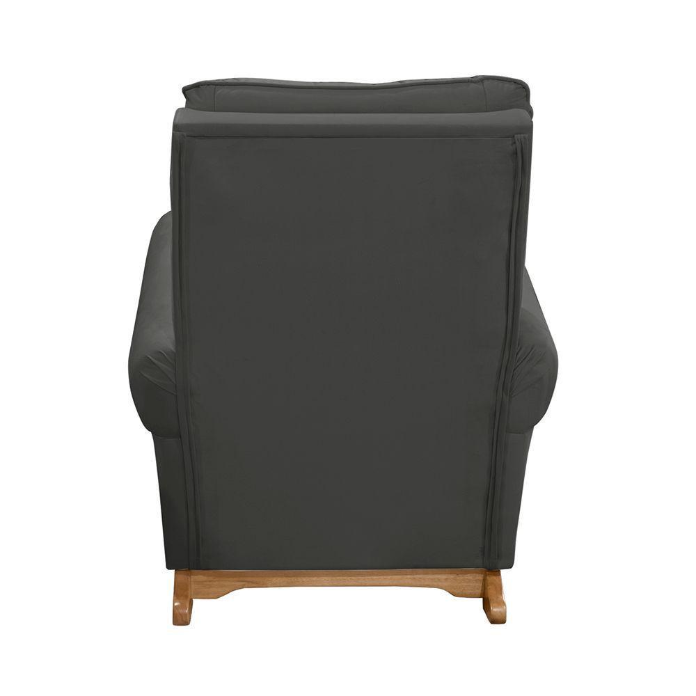 Poltrona De Amamentação E Balanço Páris C/ Puff Veludo Grafite - 4