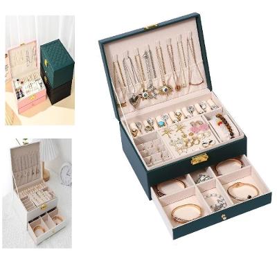 Maleta Porta Joias Caixa Organizador Brincos Estojo Aneis Pulseiras Relogio Gaveta 2 Andares Viagem Cor:rosa;tamanho:u