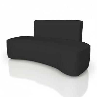 Sofá Curvo Design Orgânico Luxo Sala Contemporânea Suede Cor:preto