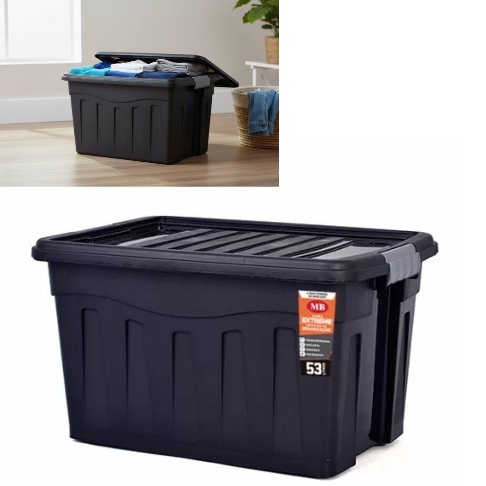 Caixa Organizadora Extreme Gigante 53 Litros Rodinhas Profissional Container Multiuso Grande Carrinho Mudança Roupas Bri - 1