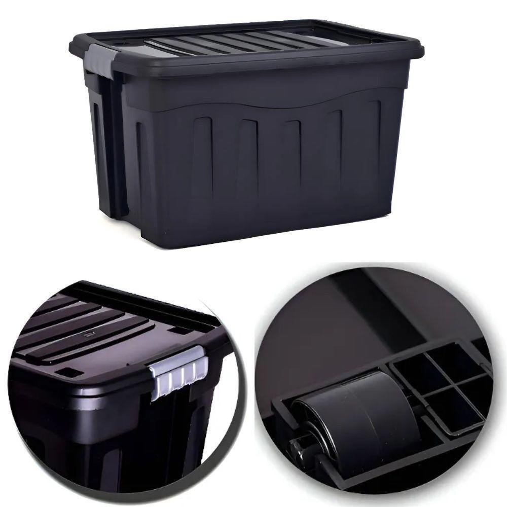 Caixa Organizadora Extreme Gigante 53 Litros Rodinhas Profissional Container Multiuso Grande Carrinho Mudança Roupas Bri - 2