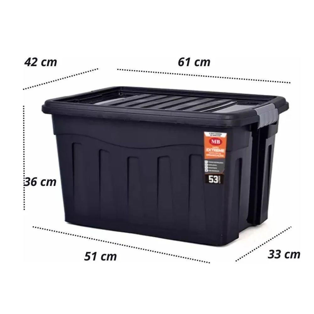 Caixa Organizadora Extreme Gigante 53 Litros Rodinhas Profissional Container Multiuso Grande Carrinho Mudança Roupas Bri - 9