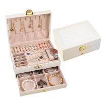 Maleta Organizador De Joias Com Gaveta Portatil 2 Andares Para Brincos Aneis Relogio Viagem Luxo Branco - 1