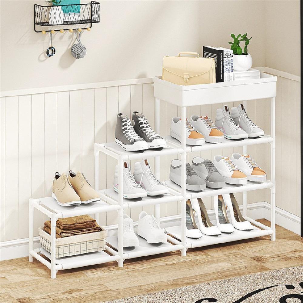 Estante Sapateira Modular 8 Nichos Cesto Porta Treco Multiuso 4 Andares Organizador Casa Quarto Sala Branco - 3
