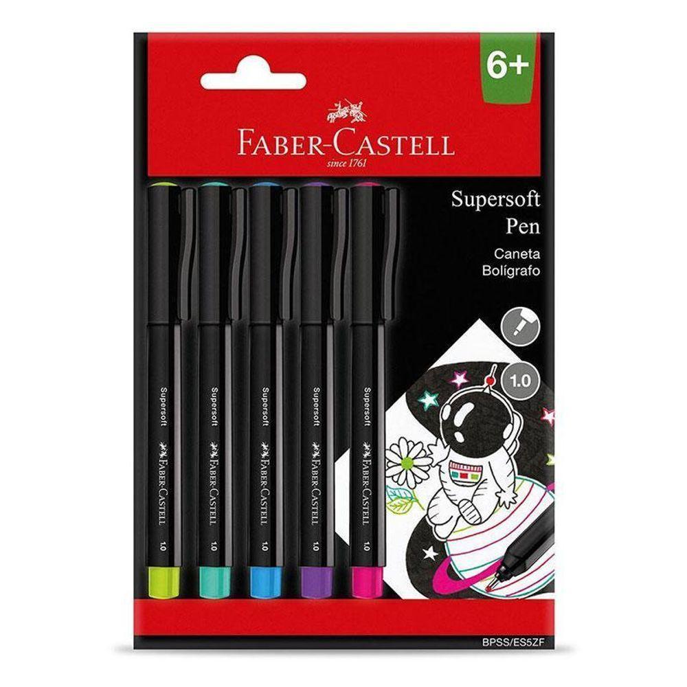 Caneta Supersoft Pen 1.0mm Bpsses5zf 5 Cores - Faber Castell - 1