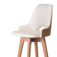 Banqueta Alta Giratória Com Encosto Lary Para Cozinha Composê Sintético Nozes E Linho Bege - Aurora Line - 3