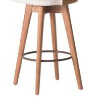 Banqueta Alta Giratória Com Encosto Lary Para Cozinha Composê Sintético Nozes E Linho Bege - Aurora Line