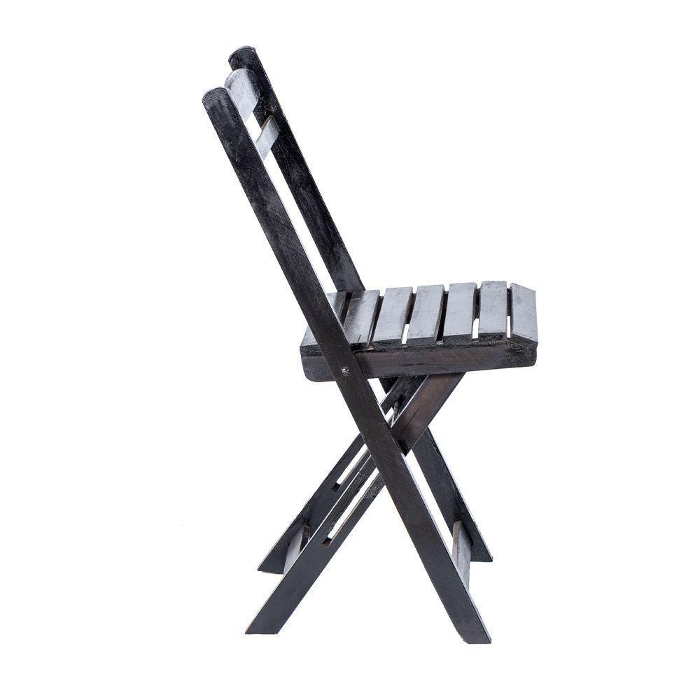 Kit 4 Cadeiras Dobrável 100% Madeira Maciça Ypê Ideal Para áreas Externas E Internas Preto - 3