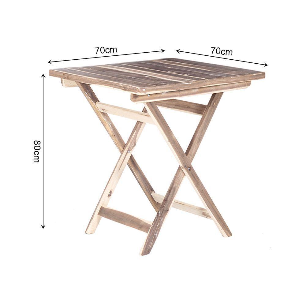 Mesa Dobrável 70x70 100% Madeira Maciça Ypê Elegância E Resistência Para áreas Externas Natural - 2