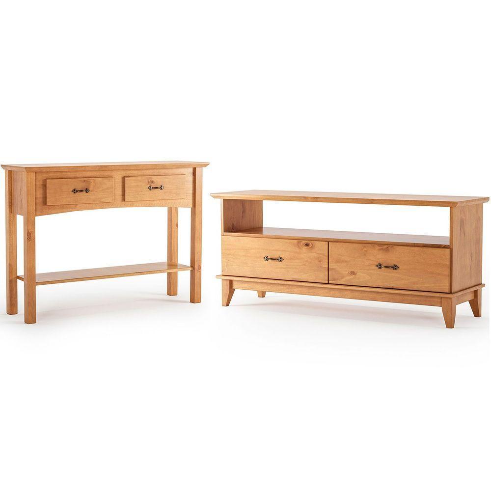 Kit Rack Para Tv De 55" E Aparador Para Sala 100% Madeira Lídia Carvalho - 1