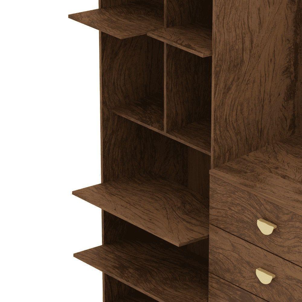 Cômoda Roupeiro Guarda-roupas 2 Portas 4 Gavetas Cristal Imbuia - Mabe Magazine - 5