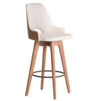 Kit 02 Banquetas Alta Giratória Com Encosto Lary Para Cozinha Composê Sintético Nozes E Linho Bege - Aurora Line - 2