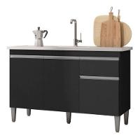 Gabinete Multiuso Tatiane 120cm C/tampo Cor Preto - 1