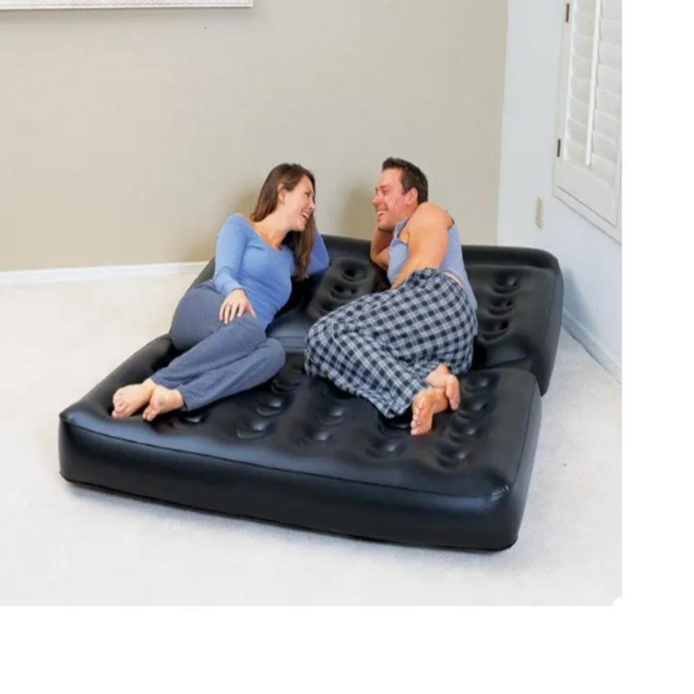 Sofá Cama Casal Inflável 5 Em 1 Multifuncional Poltrona Dupla 300kg Reclinável Sala Quarto Viagem - 6