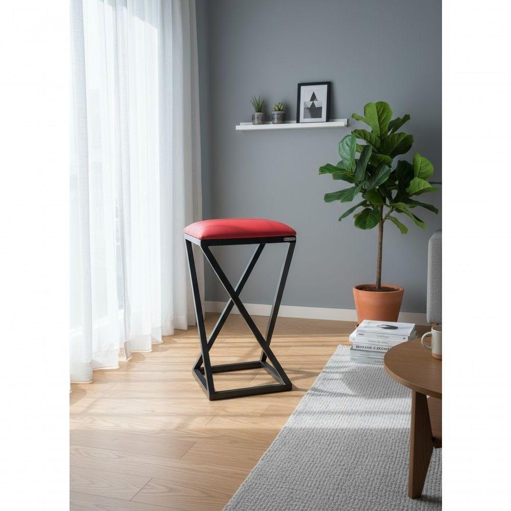 Banqueta Moderna Estilo Industrial Em Z Com 50 Cm Altura Vermelho - 3