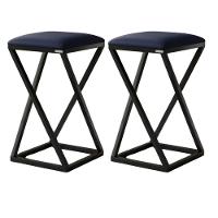 2 Banquetas Premium Elegante Assento Corino Resistente Azul - 1