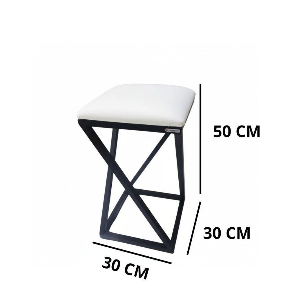 2 Banquetas Banquinho De Ferro Pequena 50 Cm Altura Branco - 3