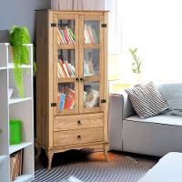 Cristaleira Rústica Madeira Maciça 2 Gavetas Portas De Vidro Mel - 1