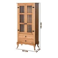 Cristaleira Rústica Madeira Maciça 2 Gavetas Portas De Vidro Mel