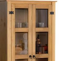 Cristaleira Rústica Madeira Maciça 2 Gavetas Portas De Vidro Mel - 5