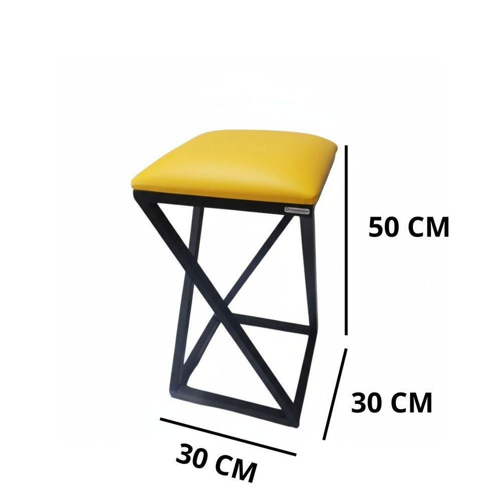 Kit De 2 Banquetas Industrial Banquinho Amarelo - 3