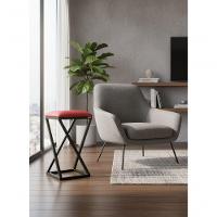 2 Banquetas Industrial Estofado E Metalon Vermelho - 3