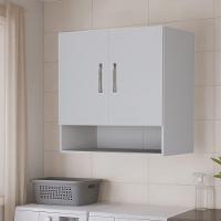 Armário Suspenso Multiuso Mdf Resistente 2 Portas Com Nicho Branco - 1