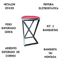 2 Banquetas Baixa Para Cozinha Industrial Vermelho