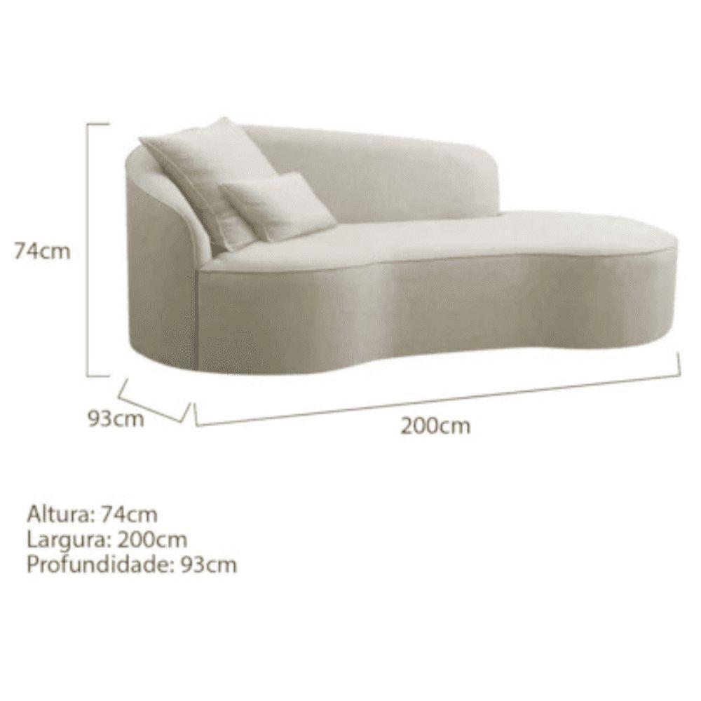 Divã Recamier Sofá Curvo Sala De Tv E Estar Recepção Inglaterra 200cm Lado Direito Linho Bege- Mabe Magazine - 5
