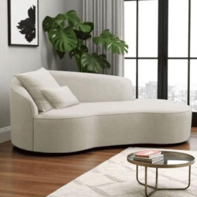 Divã Recamier Sofá Curvo Sala De Tv E Estar Recepção Inglaterra 200cm Lado Direito Linho Bege- Mabe Magazine