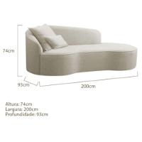 Divã Recamier Sofá Curvo Sala De Tv E Estar Recepção Inglaterra 200cm Lado Direito Linho Bege- Mabe Magazine - 5