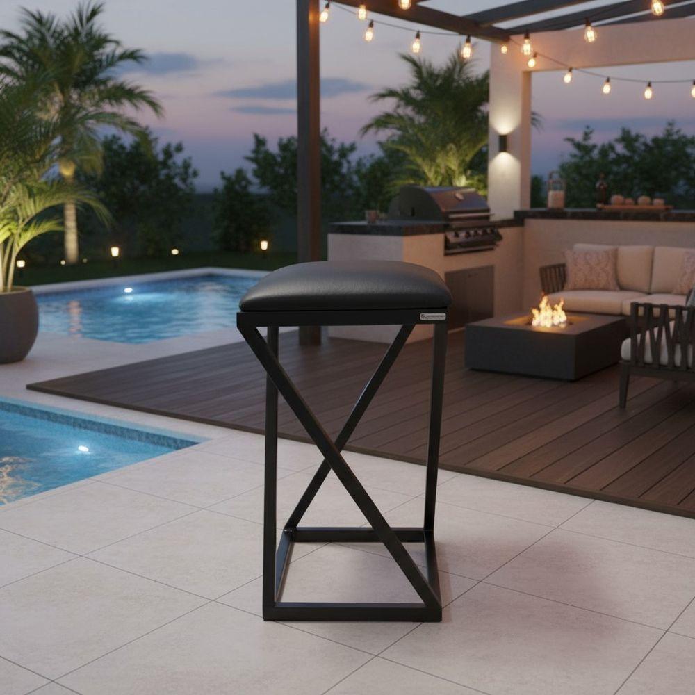 Banqueta Moderna Estilo Industrial Em Z Com 50 Cm Altura Preto - 6