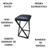 Banqueta Moderna Estilo Industrial Em Z Com 50 Cm Altura Preto