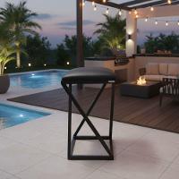 Banqueta Moderna Estilo Industrial Em Z Com 50 Cm Altura Preto - 6