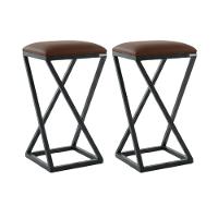 Conjunto 2 Banquinhos De Ferro Marrom - 1