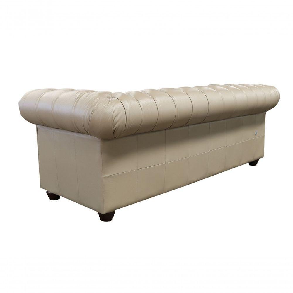 Sofá Chesterfield De Couro 3 Lugares Avelã - Mempra - 4