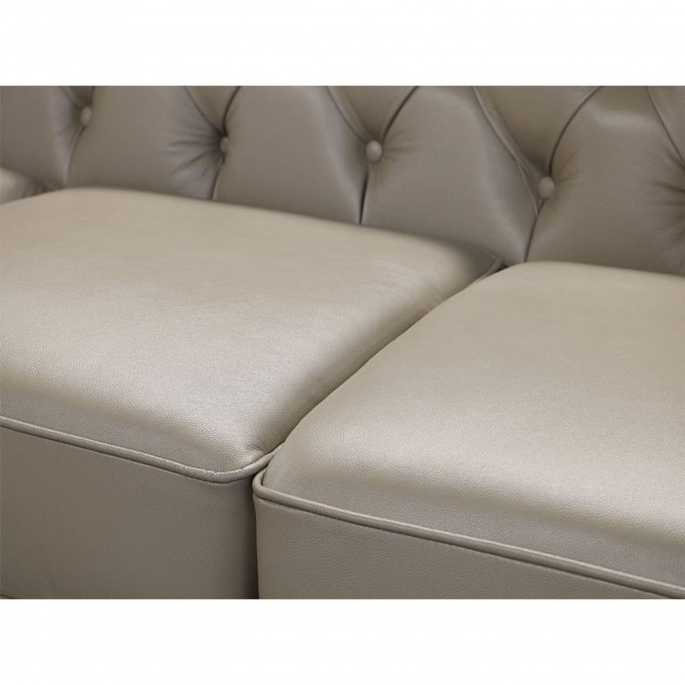Sofá Chesterfield De Couro 3 Lugares Avelã - Mempra - 6
