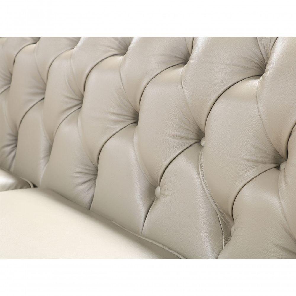 Sofá Chesterfield De Couro 3 Lugares Avelã - Mempra - 8