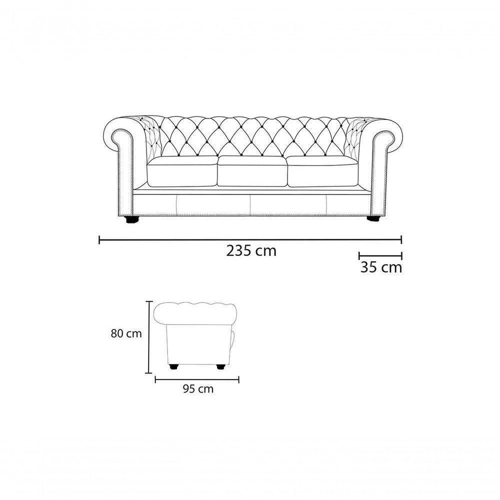 Sofá Chesterfield De Couro 3 Lugares Avelã - Mempra - 9