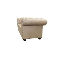 Sofá Chesterfield De Couro 3 Lugares Avelã - Mempra - 3