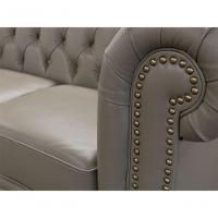 Sofá Chesterfield De Couro 3 Lugares Avelã - Mempra - 5
