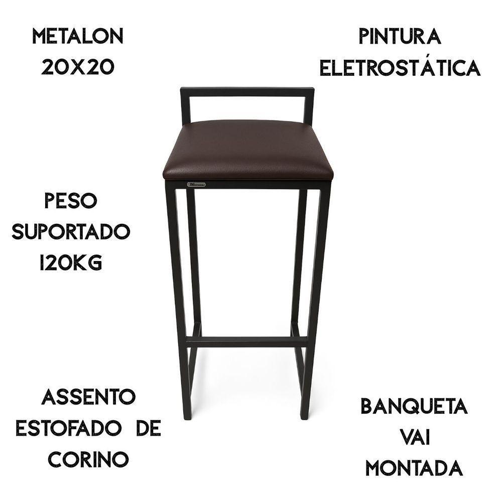 Banqueta Alta Premium Elegante Assento Estofado Resistente Marrom - 3