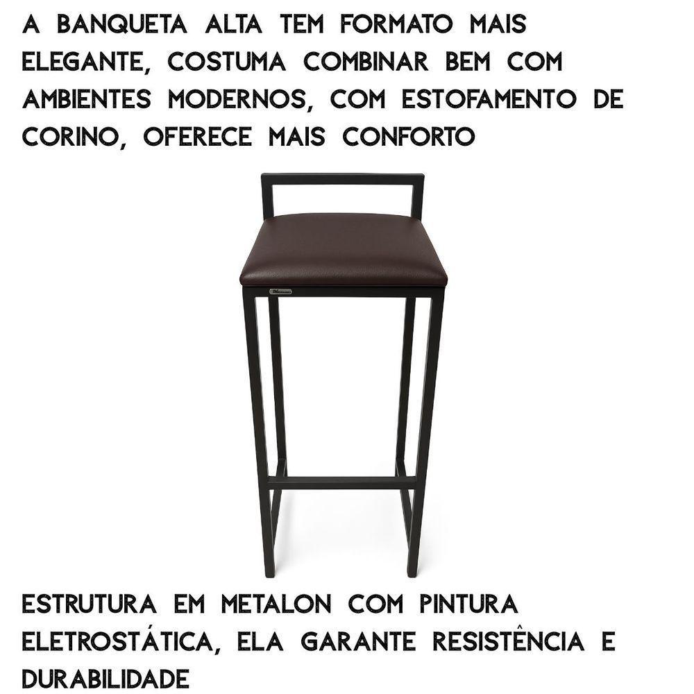 Banqueta Alta Premium Elegante Assento Estofado Resistente Marrom - 4