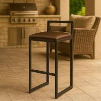 Banqueta Alta Premium Elegante Assento Estofado Resistente Marrom - 1