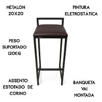 Banqueta Alta Premium Elegante Assento Estofado Resistente Marrom - 3